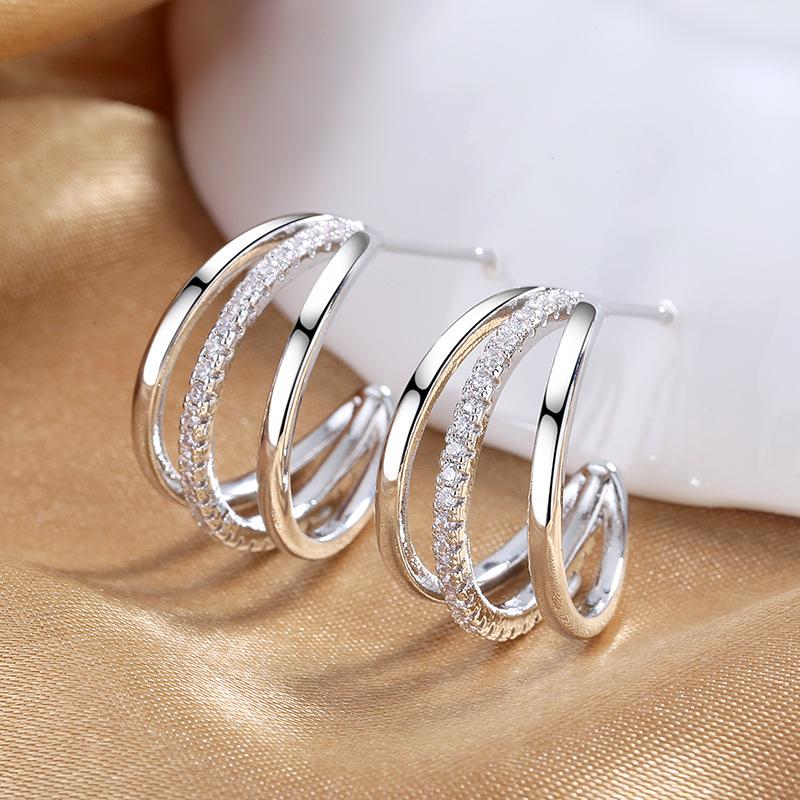 New 925 Sterling Silver AAA Zircon Stud Earrings For Women Fashion Exquisite Student Girlfriend Jewelry Accessories Heart GiftGood product