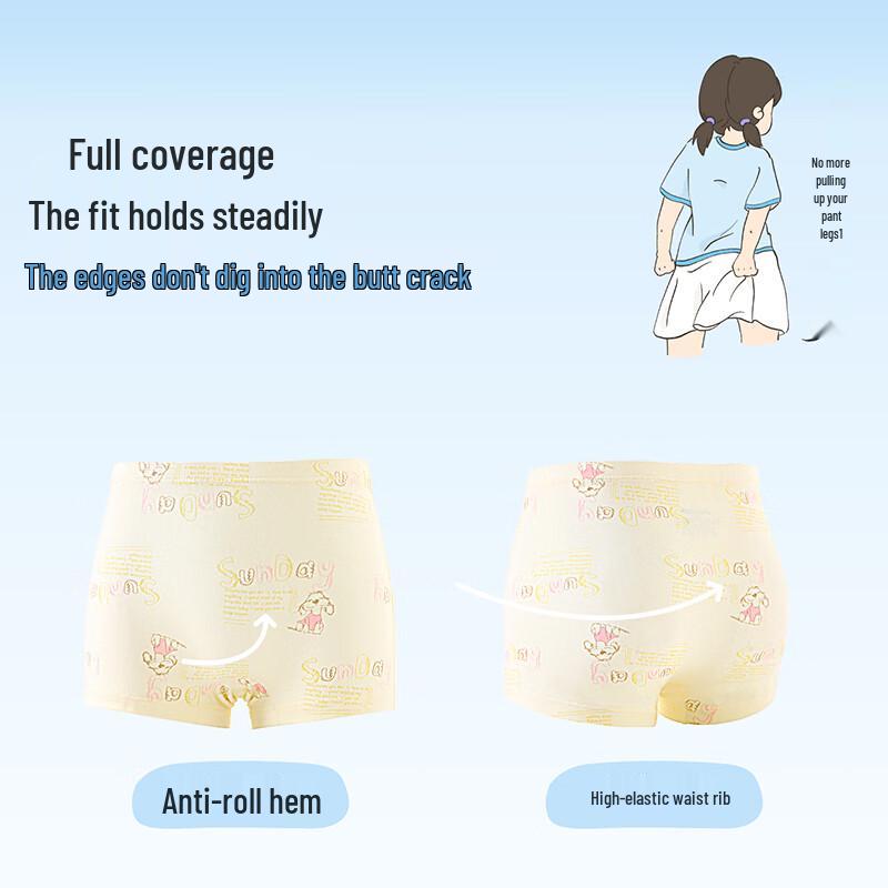 Мягкие модальные боксеры для девочек Jiusuiban с шелковой ластовицей (3-Pack)