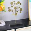 Metal Figurine Round Leaves Statue Collectible Desktop Gift Tabletop Ornament Gold Sculpture for