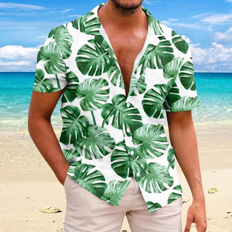 Beach Flower Men's Shirt 3d Print Hawaiian Short Sleeve Shirts For Men Summer Casual Shirt Loose Oversized Short Sleeve Tops