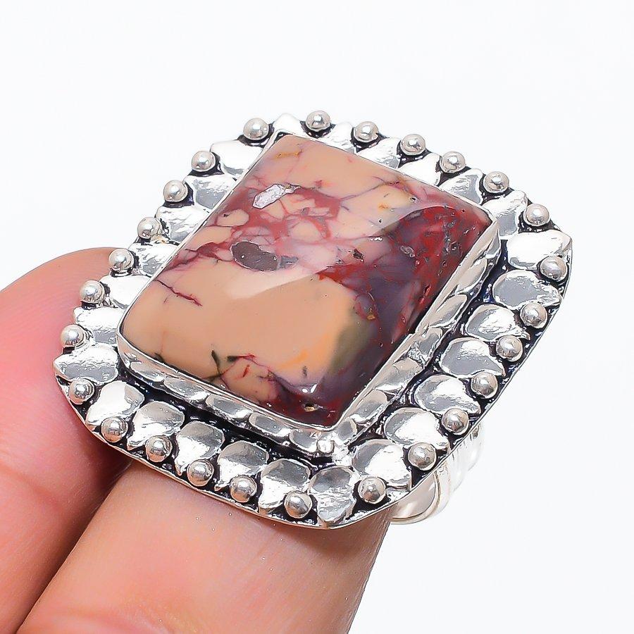 Natural Mookaite Gemstone Handmade 925 Sterling Silver Jewelry Ring Size 9 M6i60