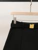 Autumn French Spicy Style A-Line Pleated Midi Skirt with Slimming Waist Belt