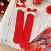 Personality Children Red Socks Breathable Bow Middle Tube Socks New Female Hosiery  Christmas