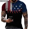 Plus Size Men T-Shirt 3D American Independence Day Graphic Print T-shirt Summer Casual Short Sleeve Street Cool Hip Hop Tops