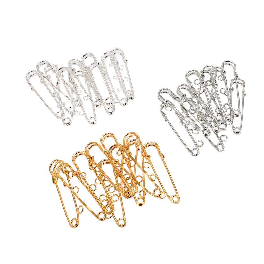 30pcs Brooch Pins with 3 Holes Safety Pins Brooch Heavy Duty Kilt Pins Fasteners for DIY Crafts Sewing Clothing Blanket