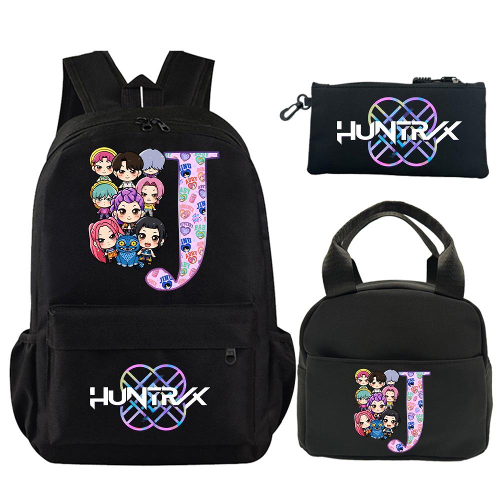 3Pcs/set 26 English Letter Printed Backpack with Shoulder Bag Pencil Case for Teenager Student Boy Girl Schoolbag Large Capacity Bookbag Kid Gift