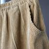 Johnature Women Vintage Corduroy Casual Pants Washed Distressed Loose Autumn Winter Solid Color Elastic Waist Trousers