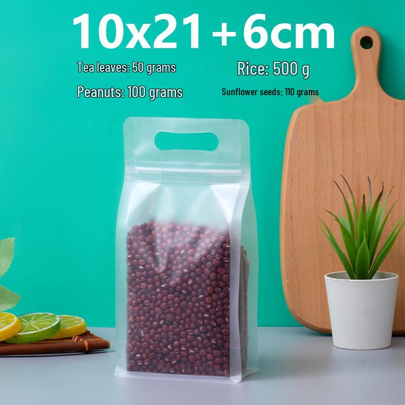 Матовый прозрачный самоклеящийся пакет для снеков с ручкой для хранения сухофруктов и чая