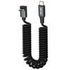 Leehitech 0.5M~1.8M Free Expansion and Contraction Coil Right-angled L-shape USB-C To Cable Spring Coil Retractable 100W PD Charging Cable 20Gbps Data