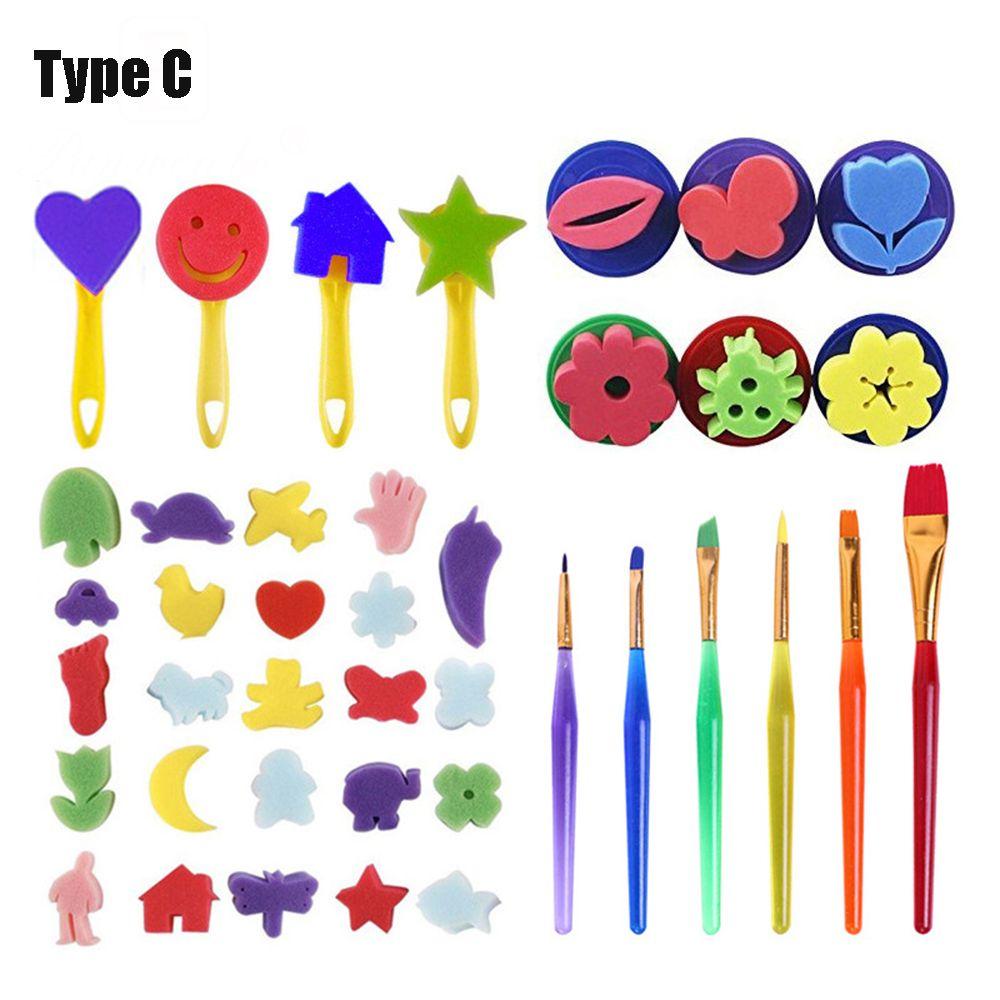Children Toddler Children Painting Brush Flower Pattern Kids Paint Brushes Sponge Kids Paint Tool
