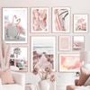 Pink Sea Beach Flamingo Vintage Van Surfboard Summer Wall Art Canvas Painting Living Room Decor Posters And Prints Wall Pictures