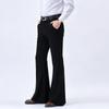 Мужские эластичные расклешенные брюки – Узкий крой, дизайн bootcut, стиль Business Casual, Черные, с ремнем и карманами, Удобные для ношения весь день