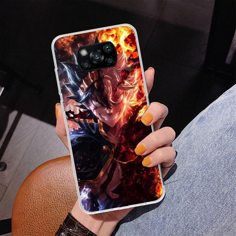 Черный чехол для телефона с аниме C-Clovers для Xiaomi Poco X5 X6 X7 Pro X4 Gt F7 Ultra M8 M7 Redmi 15C 15 13C 13 12C 12 Уникальный чехол Coque