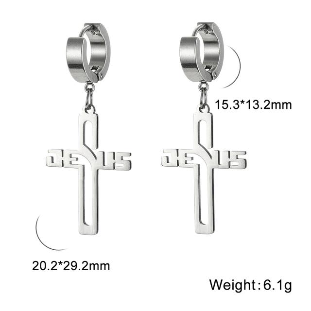 Cazador Christian Jesus Cross Dangle Earring for Women Stainless Steel Jewelry Drop Earrings Mother Day Mother Gift