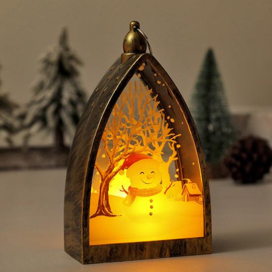 Винтажное Рождественское Украшение Дом Форма Санта Клаус Олень Снеговик Статуэтка Ночник Светящееся Украшение