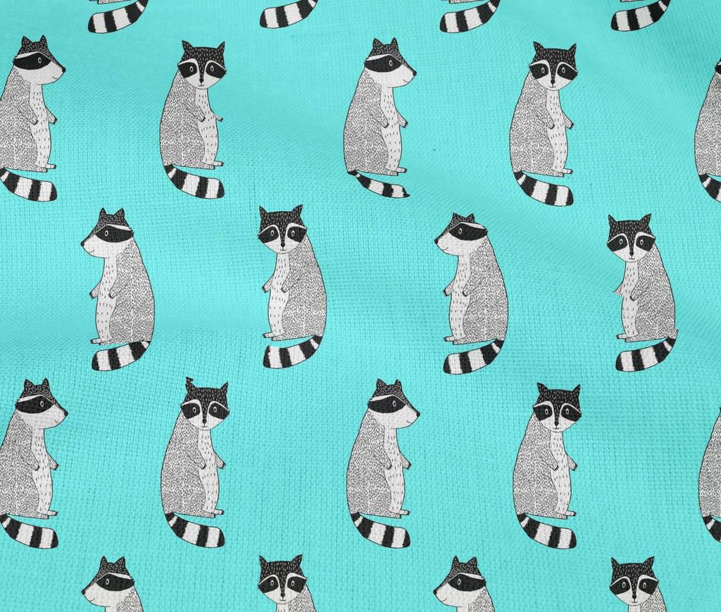oneOone Cotton Flex Aqua Blue Fabric Racoon Animal Sewing Fabric By The Yard Printed Diy Clothing Sewing Supplies 40 Inch