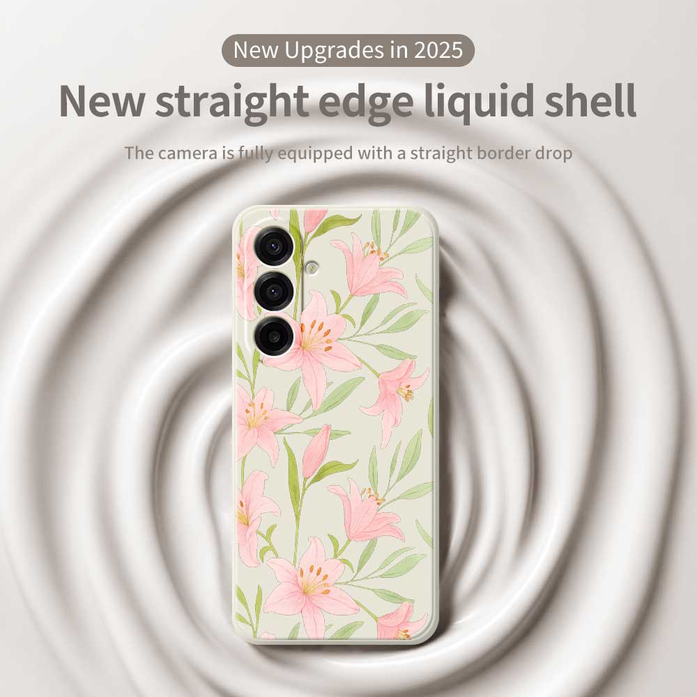 For Samsung Galaxy A17 5G Case Pink Lilies Pattern Printing Straight Edge TPU Phone Back Cover