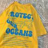 Protect Our Oceans Whale Landing T Shirts Men Pattern Quality T Shirt Vintage Cotton Tops Personality Summer T Shirts Women
