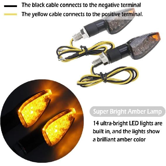4PCS Motorcycle Turn Signals,14LED Front+Rear Motorcycle Blinkers With Cool Amber Lamp,12V Motorcycle Turn Signal Light Compatible With Yamaha