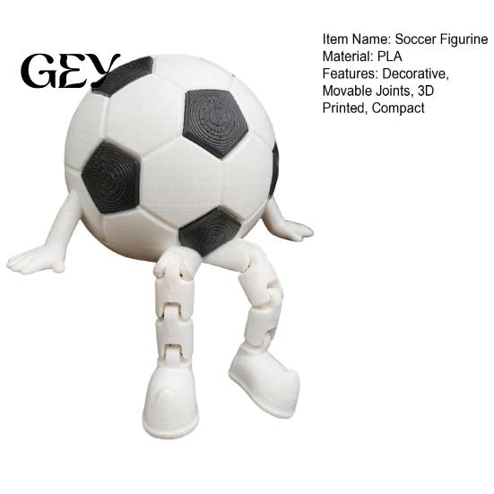 Football Collectible Figure 3D Printed Soccer Ball Buddy Figurine with Articulated Legs, Decorative Sports Collectible, Fan Gift Desktop Shelf Decor,