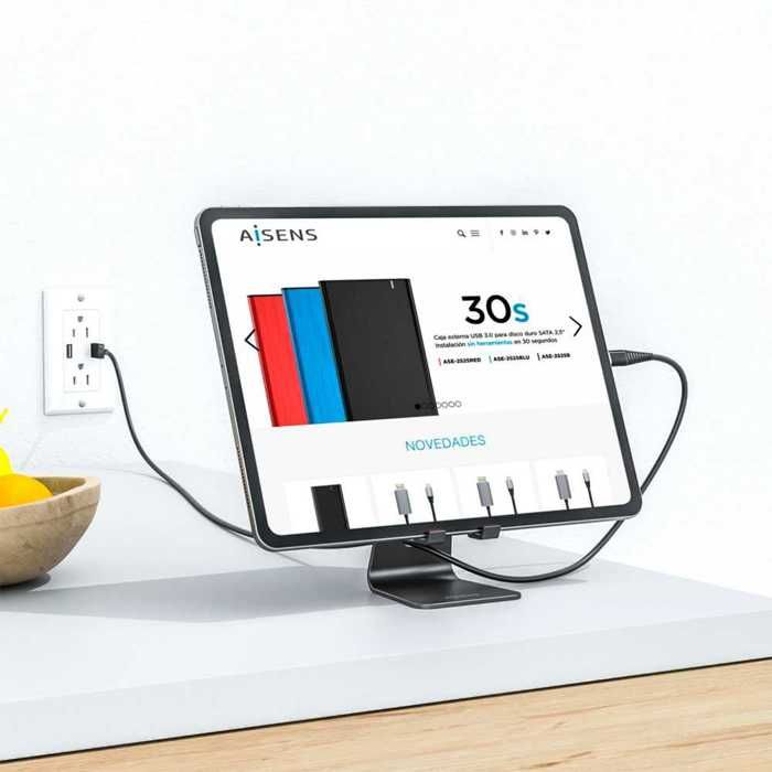 Support de Table - AISENS - Taille M - Réglable - Alliage d'aluminium - Antidérapant