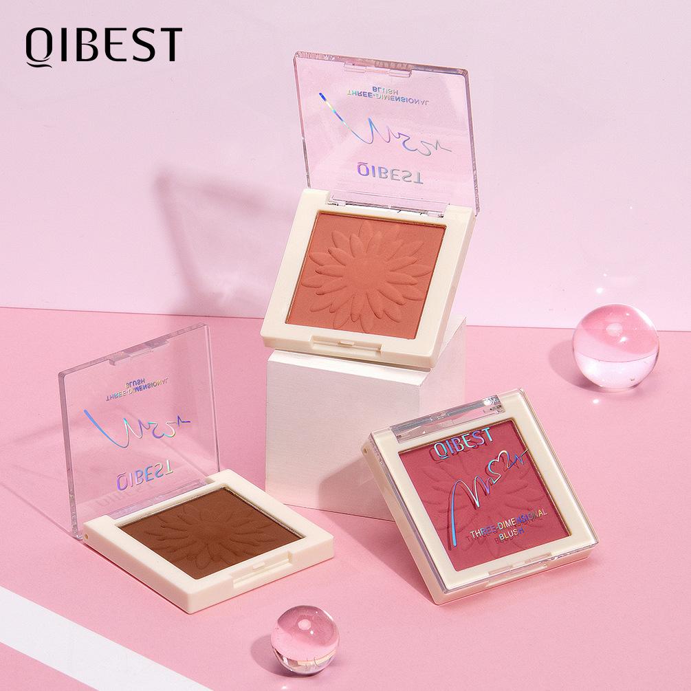 QIBEST Blush Powder Natural Repairing Rouge Powder Is Not Easy To Take Off Makeup Matte Pearlescent Blush Powder