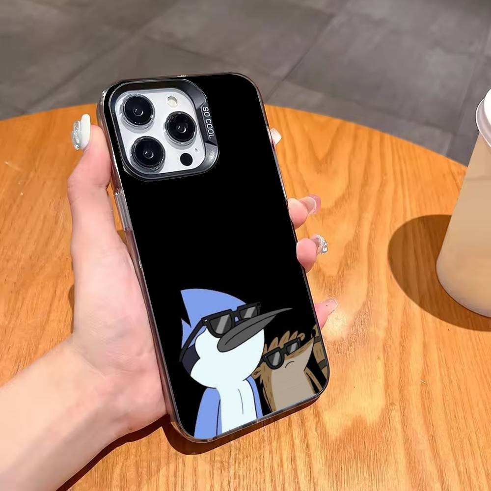 R-RegularES Милый Чехол-Шоу для iPhone17,16,15,14,13,12,11,Pro,MAX Серый Матовый Силиконовый Черный Чехол