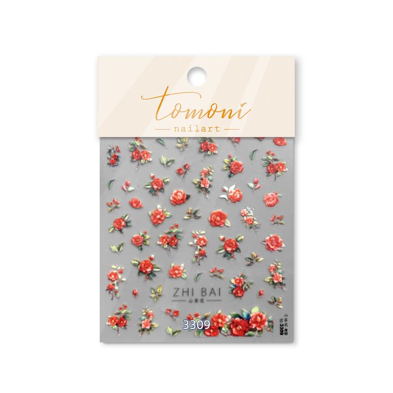 Тонкая жесткая наклейка для ногтей «Камелия» для самостоятельного изготовления украшений, самоклеящаяся