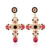 New Arrival Vintage Black Pink Crystal Cross Drop Earrings for Women Baroque Bohemian Large Long Earrings Jewelry Brincos 2020