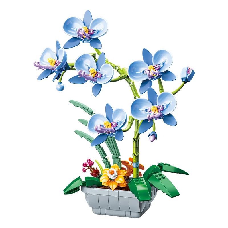 Creative Bouquet Orchid Flowers Building Blocks City Romantic Home Decoration Diy Friends Bricks Toys For Children Girls Gifts
