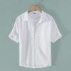 Men's Breathable Short Sleeve Linen Shirt - Summer Casual, Loose Fit, White Cotton & Linen Long Sleeve Option Available