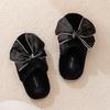 Fashion High Quality Fluffy Brand Flat Home Slippers Women Sweet Bow Decoration Designer Shoes Comfortable Warm Winter Cotton Slippers