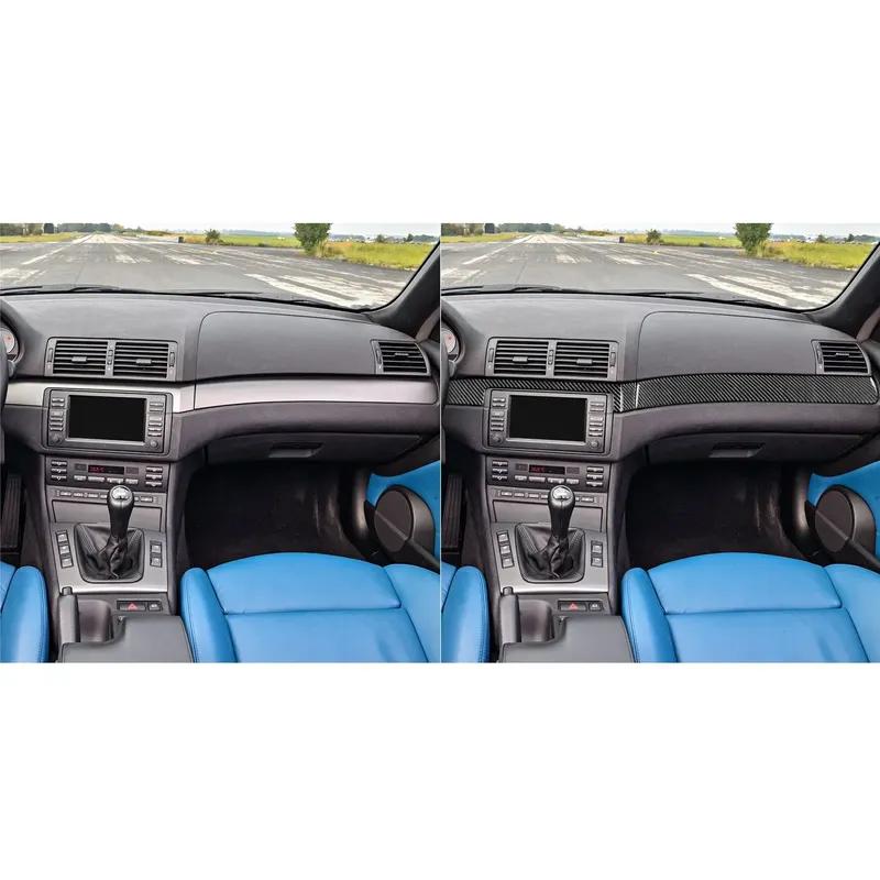 Для BMW E46 1998-2005 Углепластик Панель приборов Центральная центральная Панель Декоративная полоска Аксессуары для салона автомобиля Декоративные наклейки