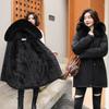 Women's Winter Plus Velvet Jacket Mid-length Korean Version of The Loose Big Fur Collar Fashion Thick Cotton Jacket