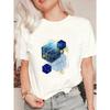 Black Oversized T Shirt With Geometric Crystal Pattern For Casual Wear
