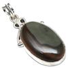 Pendant Polygram Jasper Gemstone Mother'Day Silver Jewelry 1.75"