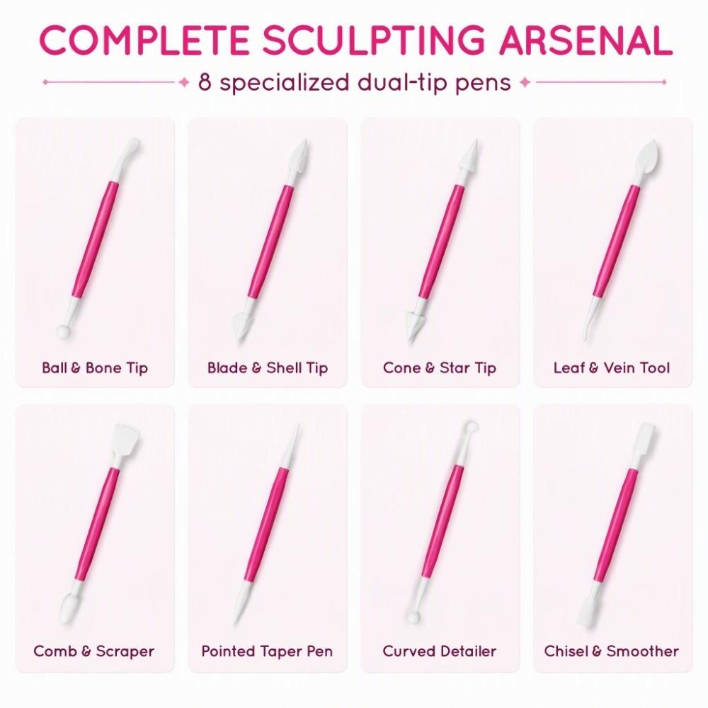 8Pcs Fondant Decorating Tool Set Double Ended Cake Decorating Tools Kit For Beginners