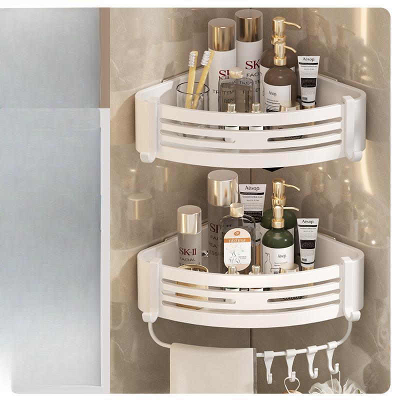 Aluminum Alloy Bathroom Shelves Punch-free Thickened Tripod Wall-mounted Corner Shelf Bathroom Accessories Shower Organizer