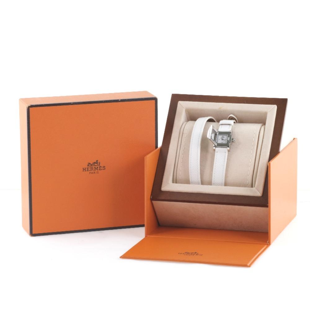 Hermes Часы Medor lock ME2.112 Тройной оборот Белый Белый циферблат Нержавеющая сталь/кожа Кварцевые Аналоговый дисплей Женские Б/у