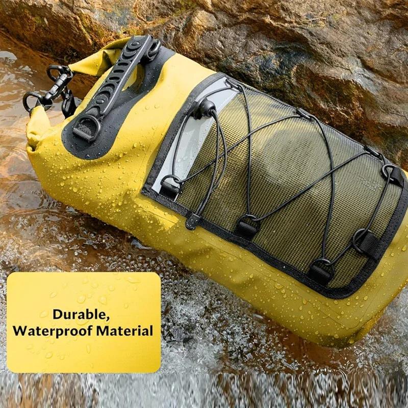 High Quality Dry Bag with Front Mesh Pocket,Reflective Strips,Ideal for Beach,Travel,Swimming,Surfing,Secure Zipper Closure