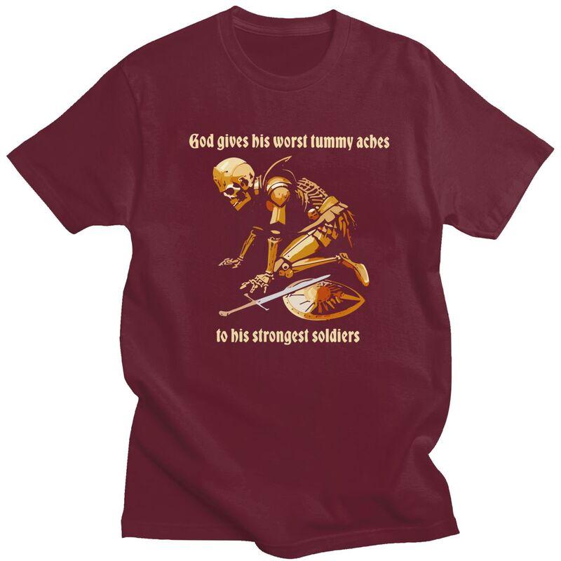 God Gives His Worst Tummy Aches To His Strongest Soldiers T Shirt Short Sleeves Tee Shirt Loose Oversized Pure Cotton Tee Tops