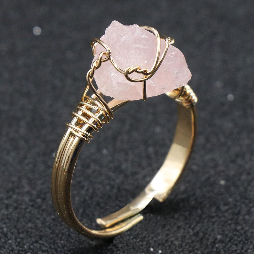 Women Ring Natural Stone Crystal Winding Adjustable Ring Charms For Elegant Women Love Romantic Birthday Gift