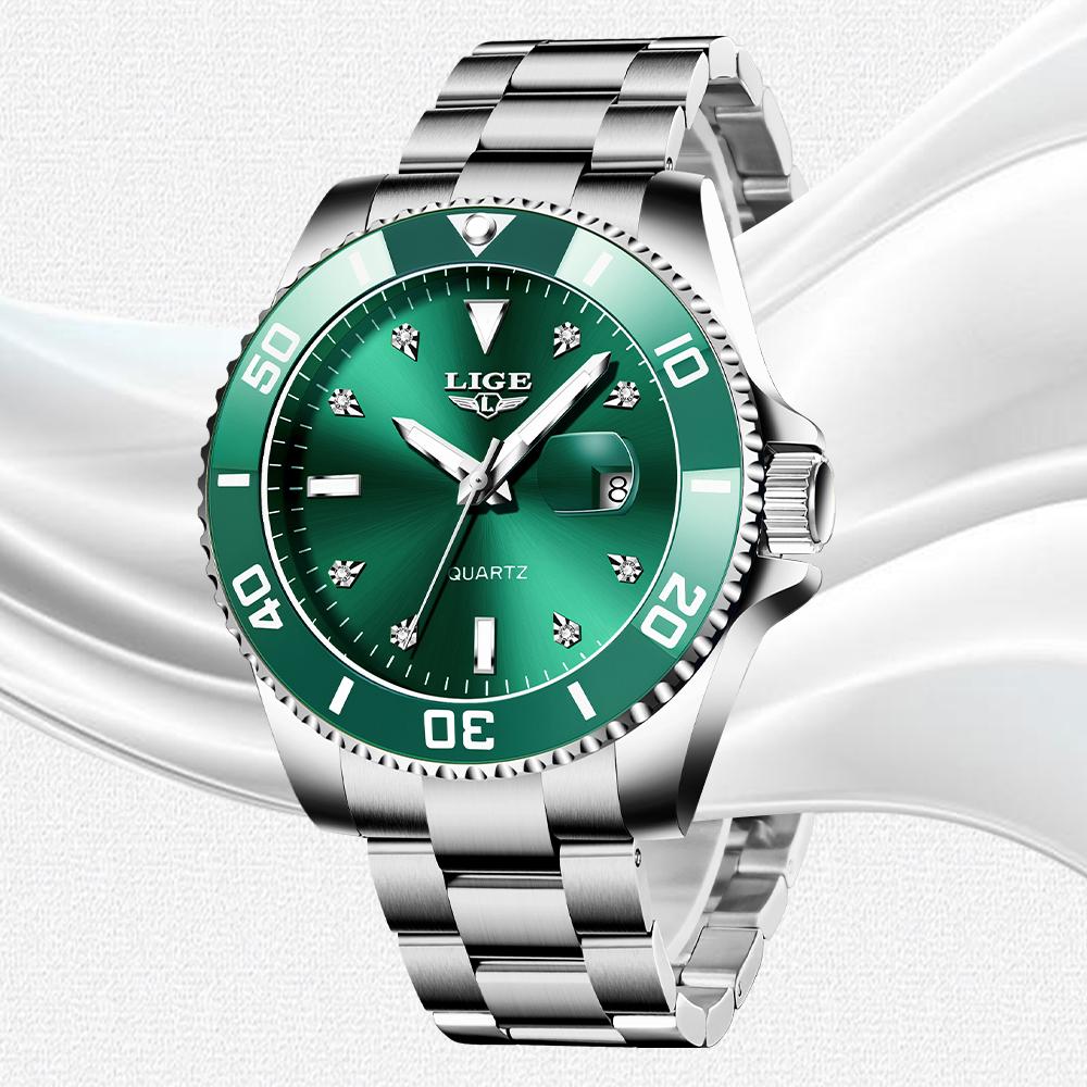 LIGE Новые лучшие брендовые роскошные мужские часы модные повседневные водонепроницаемые кварцевые часы с датой