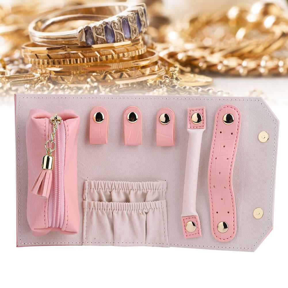 Элегантный органайзер из искусственной кожи для хранения ювелирных изделий в рулоне для путешествий