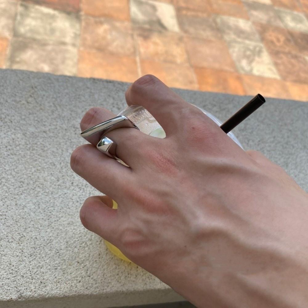 Регулируемое кольцо на палец Геометрическое посеребренное открытое кольцо Необычное кольцо Для вечеринки Подарок на день рождения