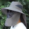 Men's Wide Brim Sunshade Hat with Mask for Fishing & Mountaineering - Japanese Style