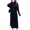 Autumn and Winter New Imitation Mink Turtleneck Pullover Fashion Temperament Knitted Bottoming Skirt Long Split Dress Women