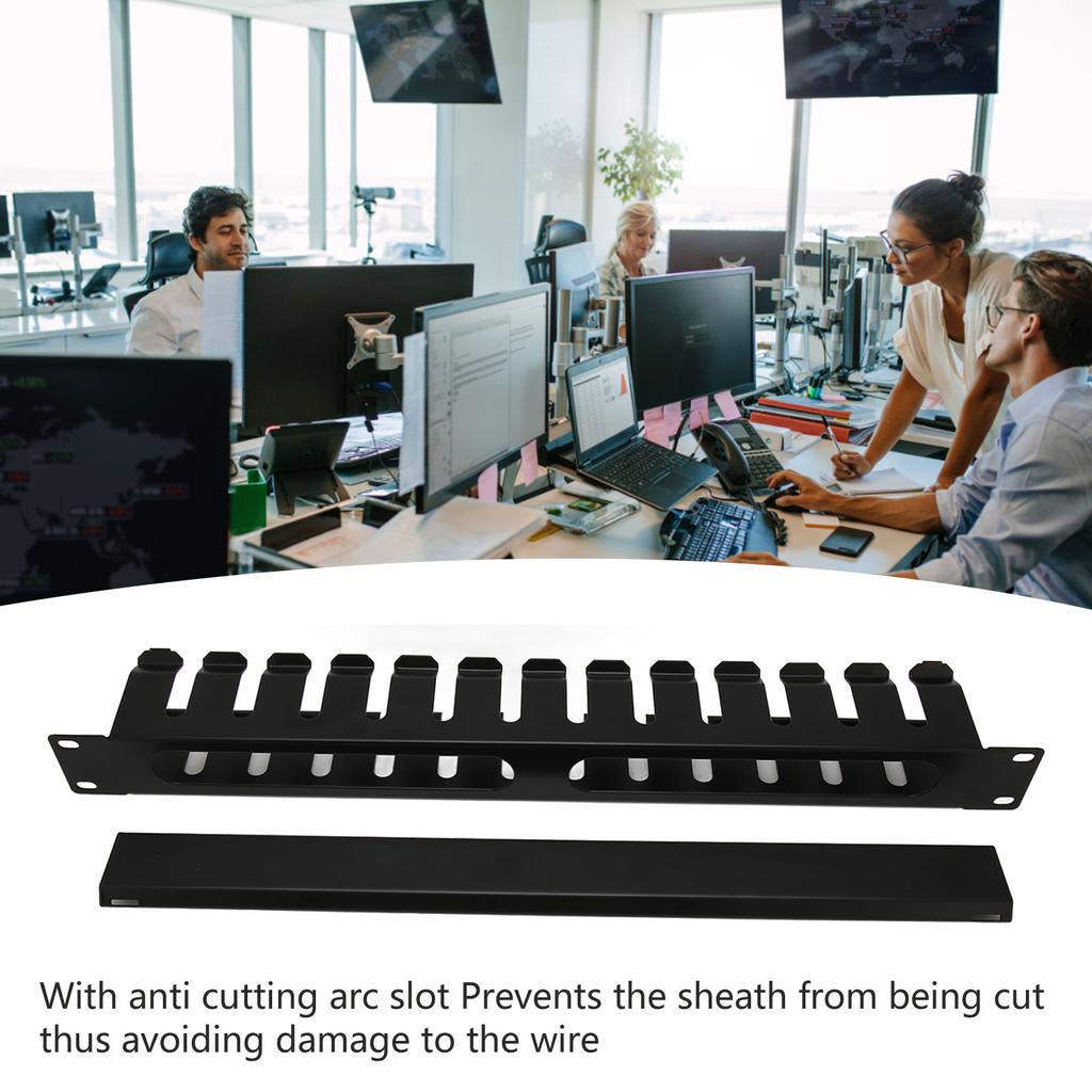 2U Rack Mount Cable Management 12 Slots with Dustproof Panel for 19inch Standard Cabinets for Tower