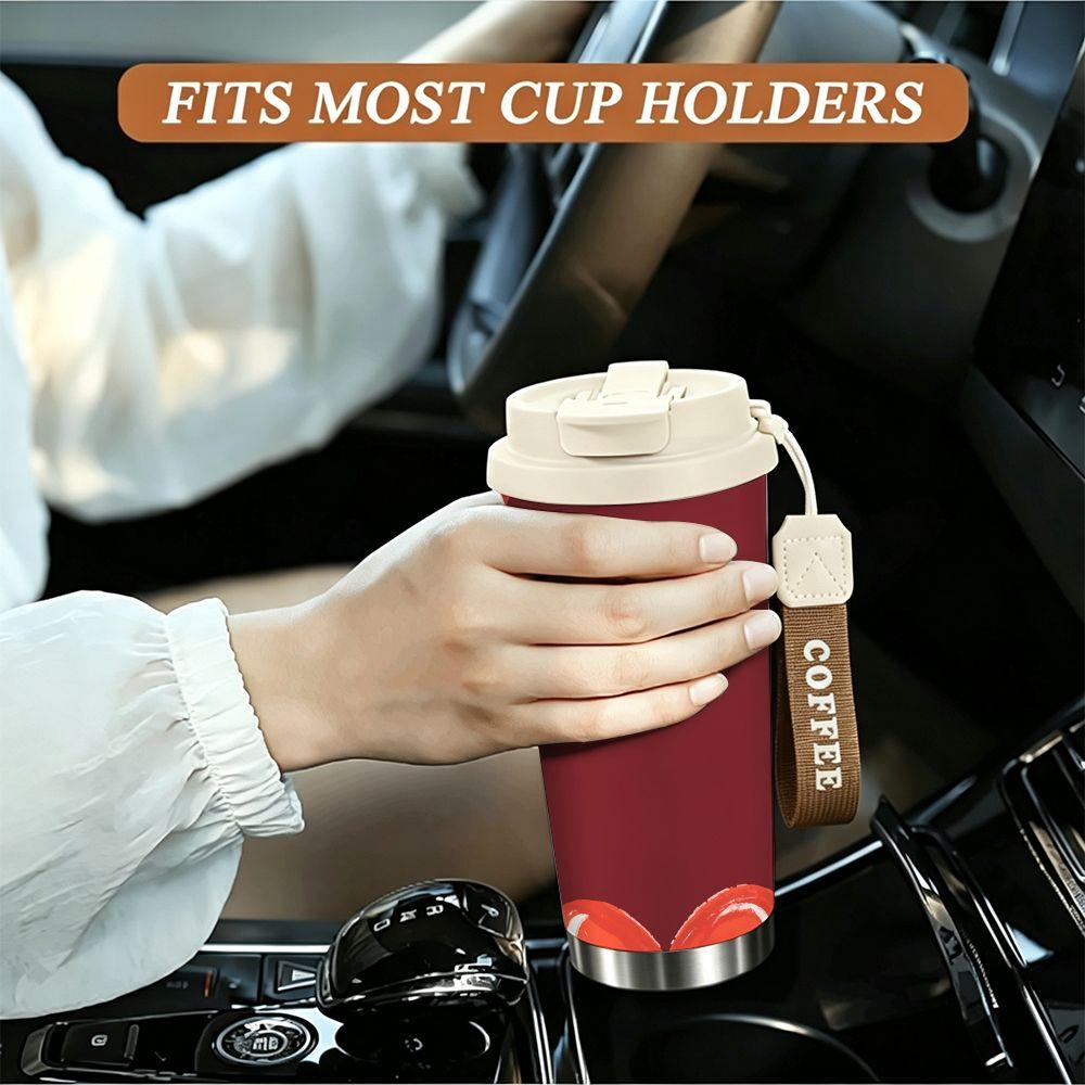 Red Heart Pattern Stainless Steel Insulated Coffee Tumbler Double Walled Vacuum Thermal Cup Reusable Travel Mug for Hot Cold Drinks Gift Idea