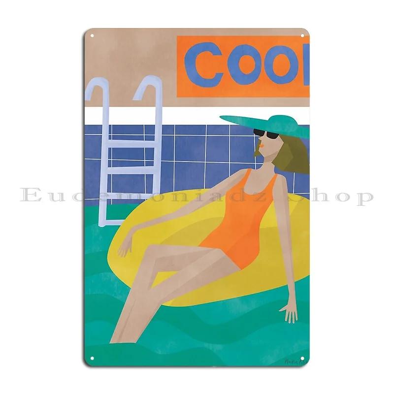 Cool In The Pool Metal Sign Customize Cinema Design Wall Decor Wall Decor Tin Sign Poster